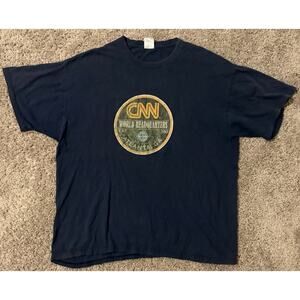 Vintage Gildan Heavy Cotton Navy CNN World Headquarters Men's T-Shirt XL Graphic